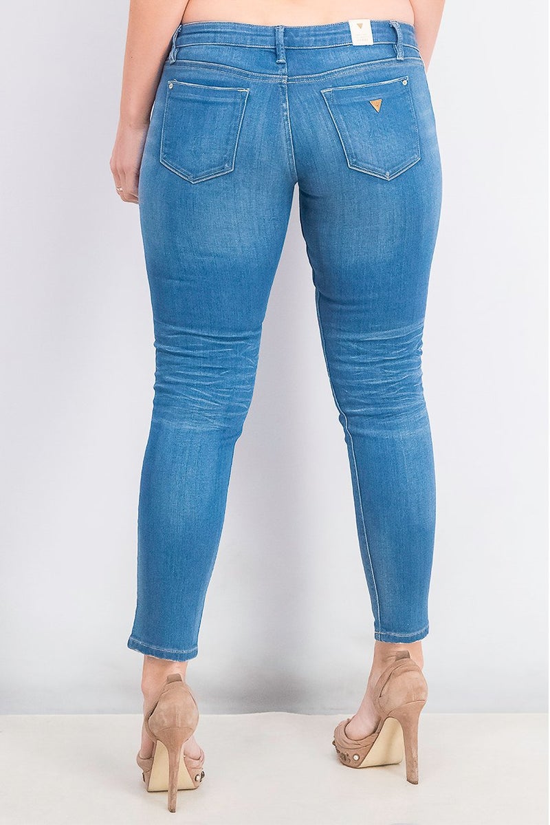GUESS Women Belt Loops Plain Skinny Jeans, Blue - Image 4